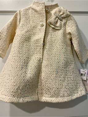 Toddler Girls' Cream Sequin Coat & Dress Set